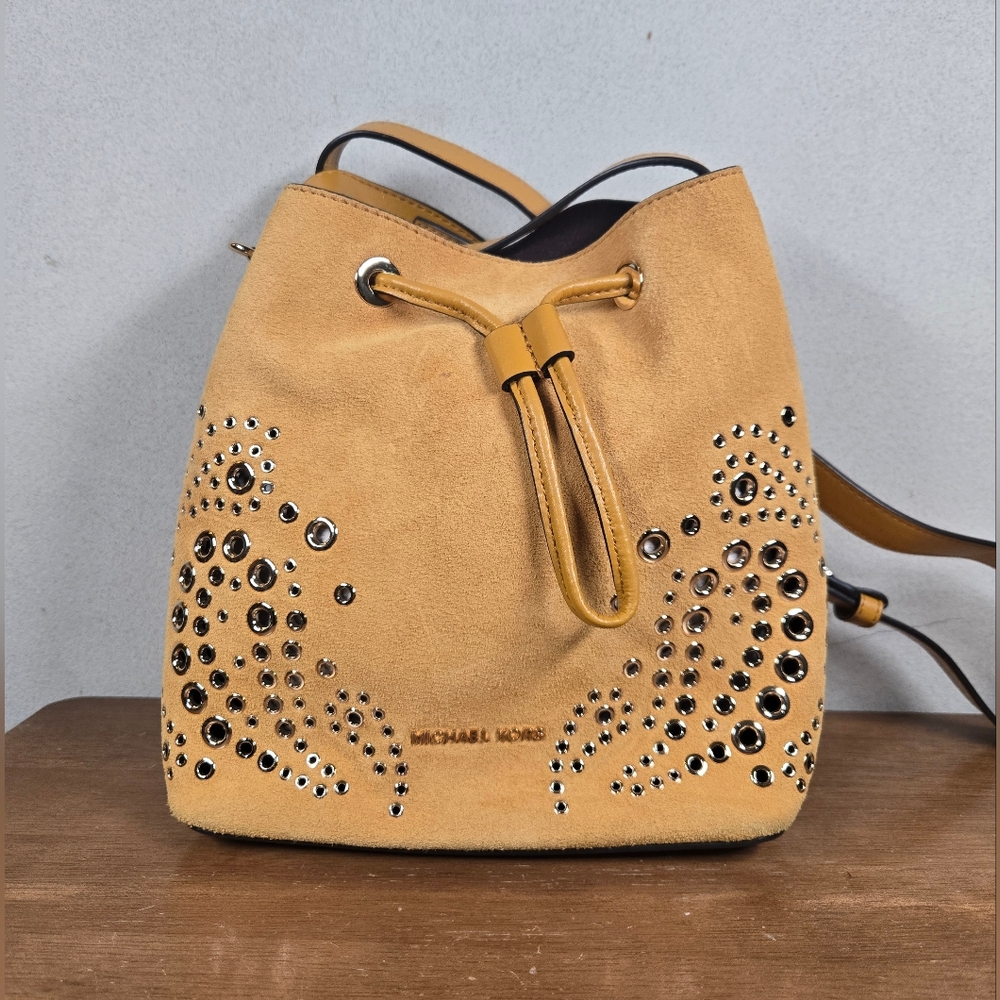 Michael Kors Golden Yellow Studded Bucket Bag